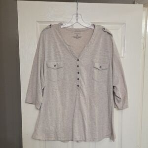 Sonoma Women's Light Gray Button-Down Shirt